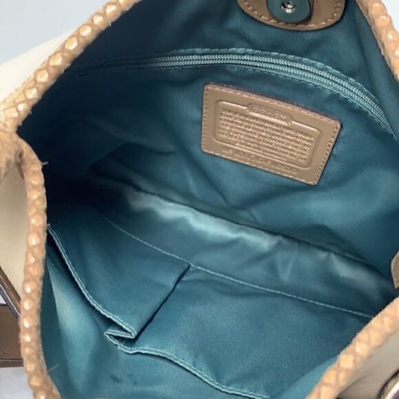 Coach Penelope F16533 Crossbody Bag - Ivory Leather/Tan Snakeskin Embossed Trim - Picture 4 of 13